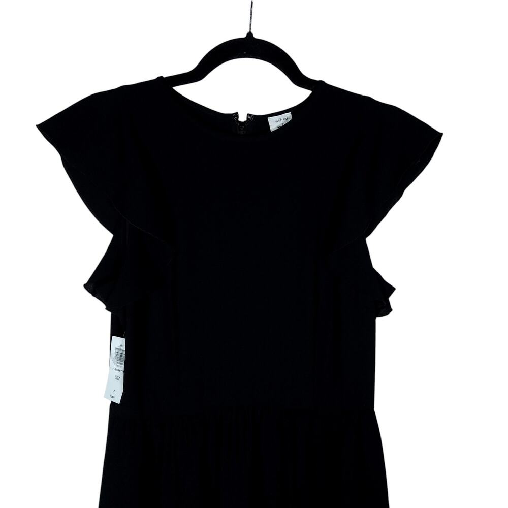 Wilfred by Aritzia Womens Fleurette Midi Dress 2 Black Ruffle Sleeve Dressy - Picture 4 of 16